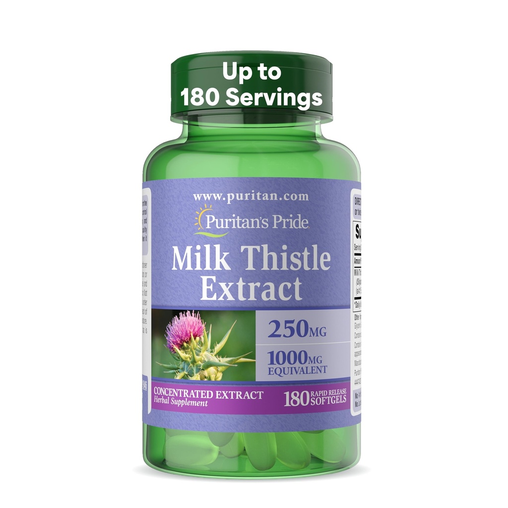 Puritánske mlieko bodliak 4:1 extrakt 1000mg 180 Softgels (Silimarín) Zdravie pečene