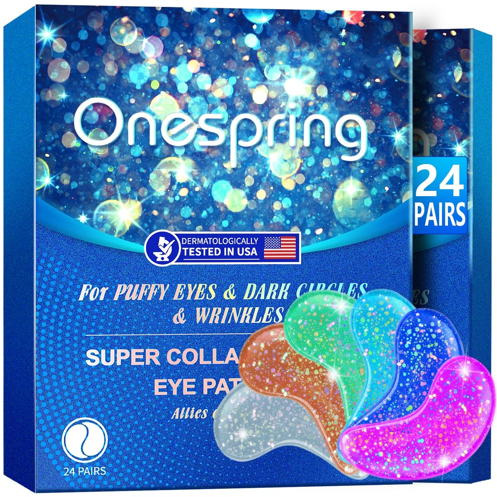 Eye Gel Pads (24 párov) - Pod očné záplaty pre opuchnuté oči, vrásky, tmavé kruhy, prírodné kolagénové očné gély, pod očné masky Patches pre tvárou k Soothe Puffiness, očné vrecká