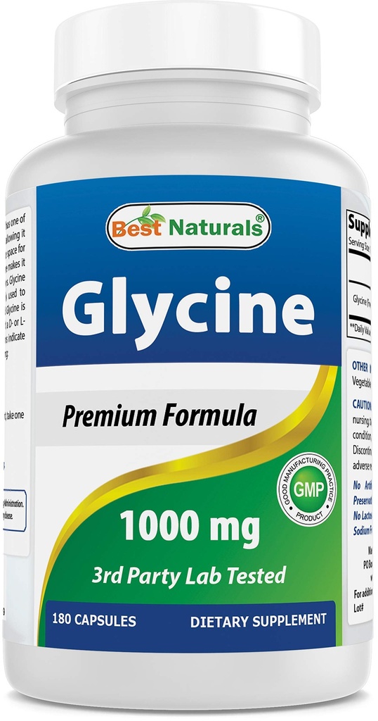 Najlepšie prírodné glycín doplnok 1000 Mg pre výrobu energie, 180Count