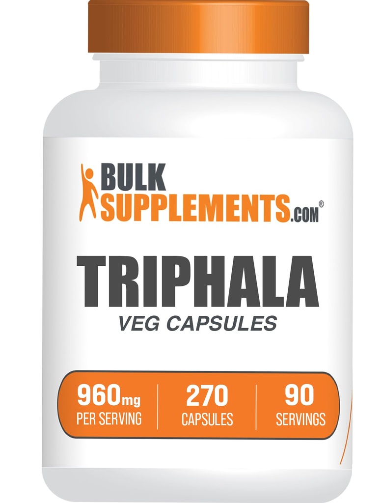 BulkSupplementments.com Triphala Kapsule - Triphala Doplnky s Amla, Haritaki, a Bibhitaki - Gluten zadarmo, 3 Kapsule na obsluhu, 270 Počet (Pack of 1)