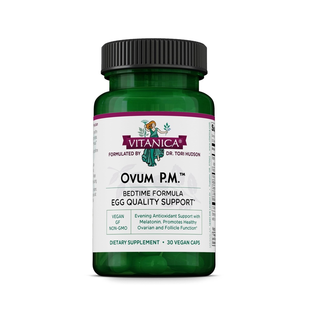 Vitanica Ovum P.M. - Podpora kvality vajec s vitamínom D3, Alpha Kyselina lipová a melatonín - funguje najlepšie s Ovum A.M. - Bylinné diétne doplnky pre zdravie žien - Lady - 30 Vegan Caps