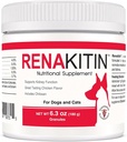 Renakitín Obličky Doplnky pre psy Mačky - Obsahuje Chitosan a uhličitan vápenatý, Podpora Optimálna funkcia obličiek, Veľká ochutnávka kuracie príchuť, 6.3 oz