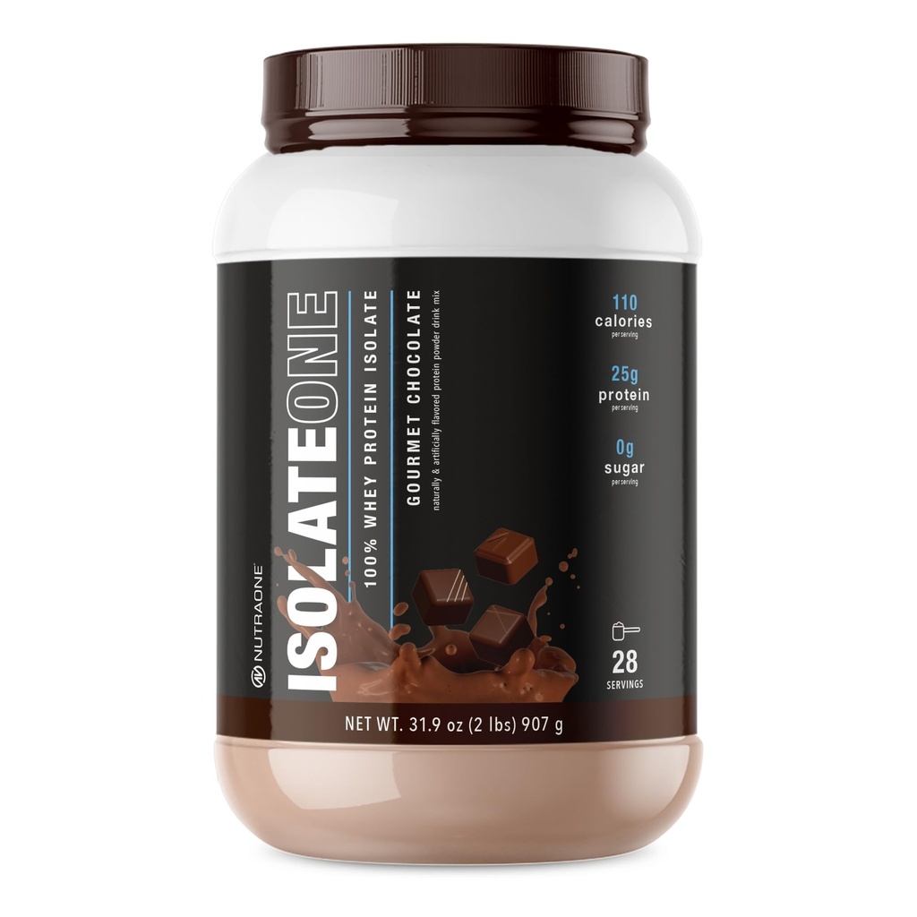 NutraOne IzolateOne Srvátka Proteín Prášok 100% Čistá srsť Izolát prášok (Gourmet čokoláda - 2 libier)