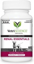 VetriScience Zdravie obličiek Žuvacie tablety, Renálne Essentials Supplement for Psy, močové tract and Obličky Support with Mushroom, Astragalus Root, Netle Seed and Herbs, Dym, 60 Počet