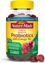 Nature Made Digestive Probiotics and Energy B12 Gummies, Probiotiká pre ženy a mužov, 50 Probiotické Gummies, 25 Day Supply