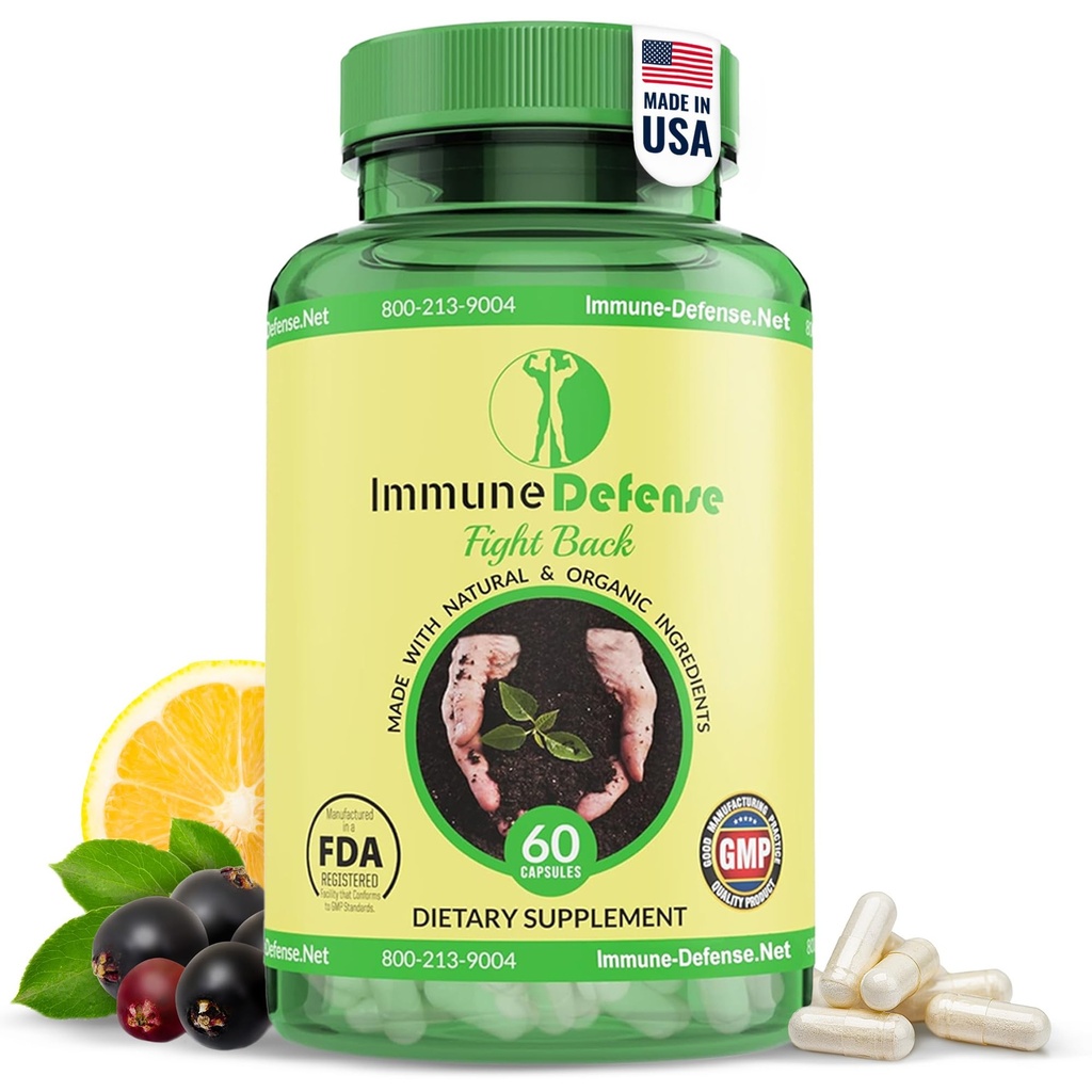 Imunitná podpora doplnok - prírodné a organické imunitné boostery pre dospelých - Imunita podpora s vitamínom C a vitamín D, cesnak, zázvor, citrón, bazy, selén a zinok - 60 Kapsule