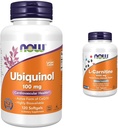 NOW Supplements, Ubiquinol 100 mg, High Bioavailability (The Active Form of CoQ10), 120 Softgels & Supplements, L-Carnitine 1,000 mg, Purest Form, Amino Acid, Fitness Support*, 100 Tablets