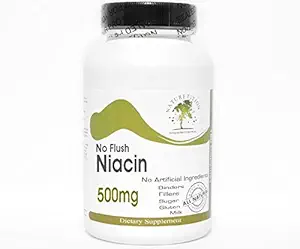 No Flush Niacin 500mg ~ 200 Kapsule - Žiadne doplnkové látky ~ Prírodné doplnky