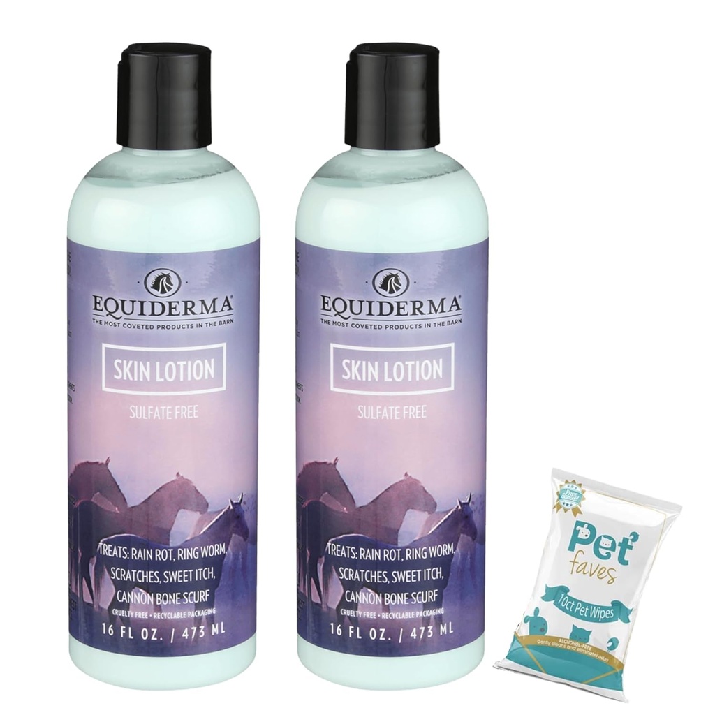 EQUIDERMA (2 balenia) Konská pleť Lotion s 10-Count Pet Faves Pet Wipes 
