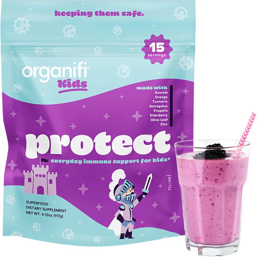 Organizovanie Deti: Chrániť - Každý deň Imunitná podpora pre deti s bazami, Acerola Cherry a Zinok - Berry Ochutené Imunita Powder - Plant-Based, Vegan, a žiadne lepidlo, Dairy alebo Soy - 15 Služobné