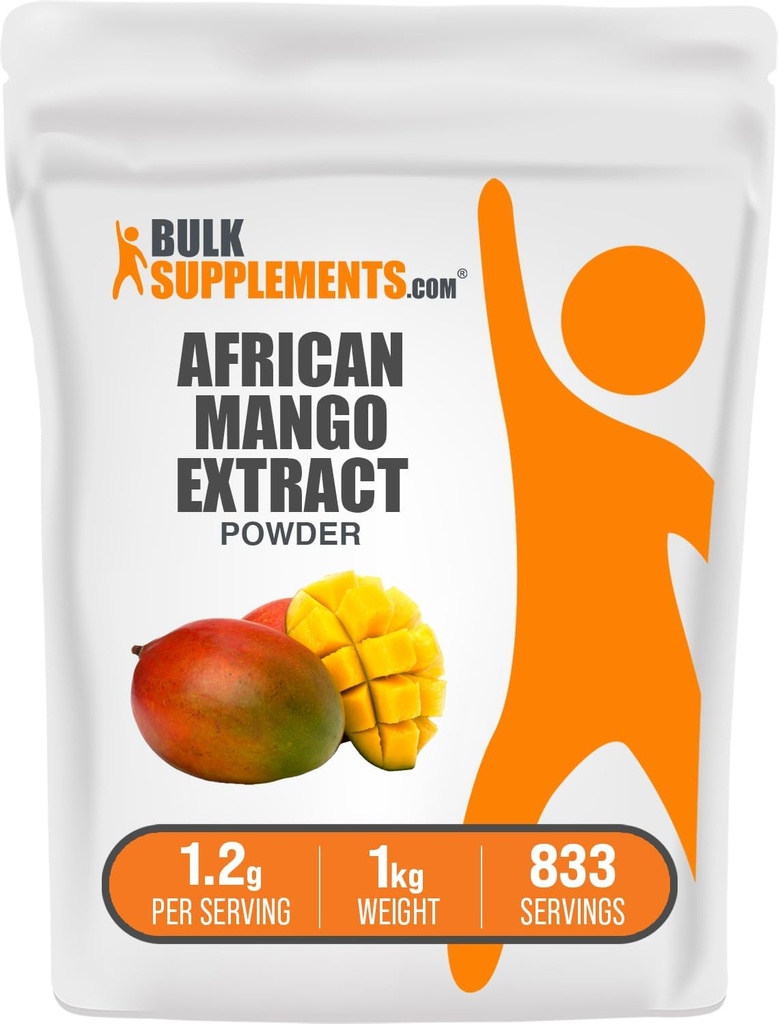 BulkSupplements.com African Mango Extract Powder - Irvingia Gabonensis, African Mango Powder - Gluten Free, 1,2g per Serving, 1kg (2,2 lbs) (Pack of 1)