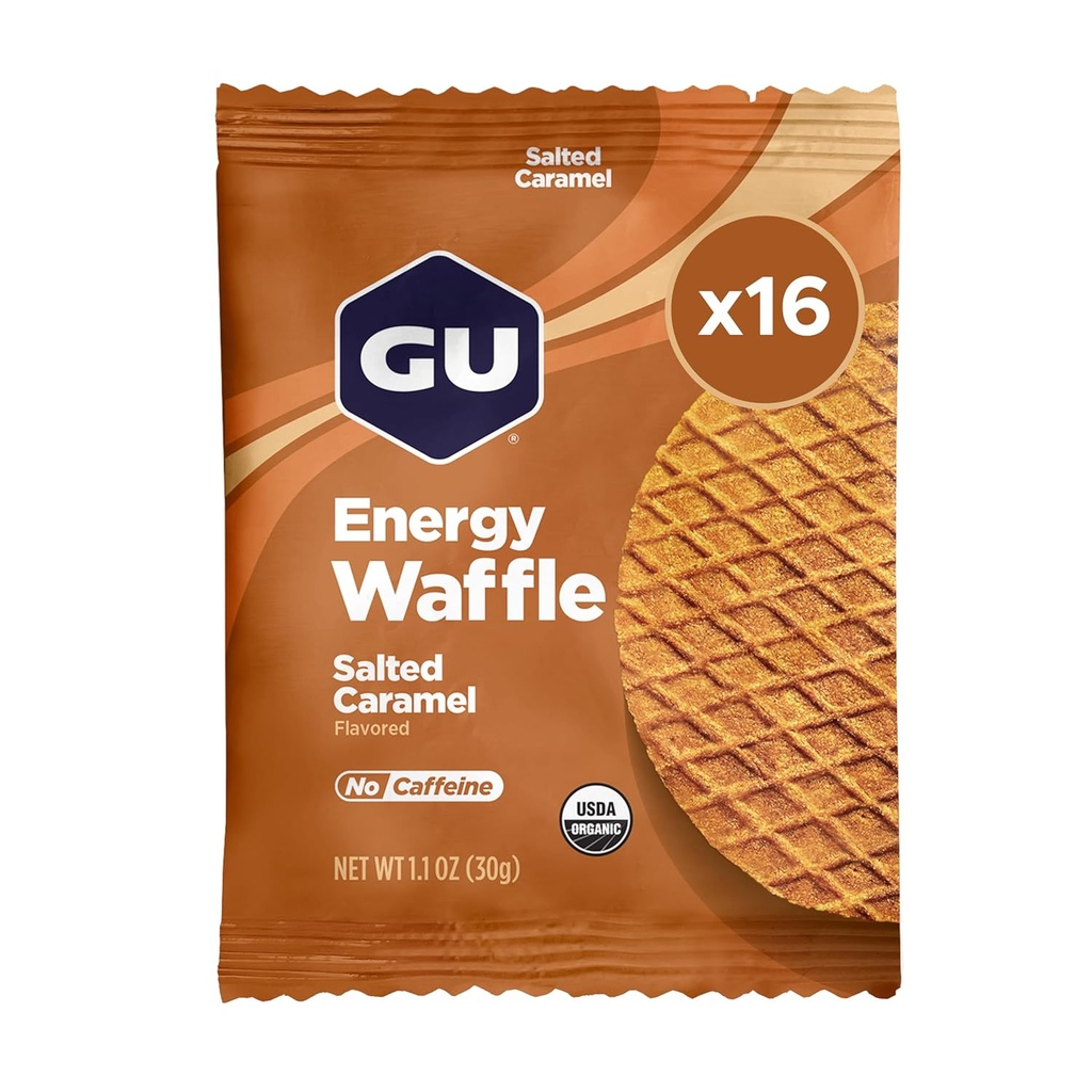 Gu Energy Stroopwafel Salty's Caramel Sports Nutrition Waffle, Caffeine-free, a Košer mlieka, On-the-Go Energy pre akékoľvek cvičenie, 16 gróf