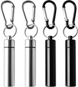 4 balenie Prenosné pilulky Box Kontajner puzdro hliníková zliatina Keychain pilulka držiak vodotesné kovové ušné zástrčky Toothpick Box pre vonkajšie Camping Travel (2PCs Black + 2Pcs Silver)