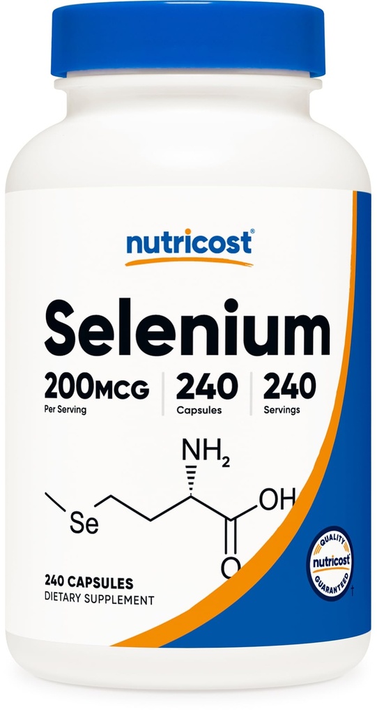 Nutricost Selénium 200mcg, 240 Vegetariánske kapsuly, non-GMO, Gluten Free L-Selenometionín