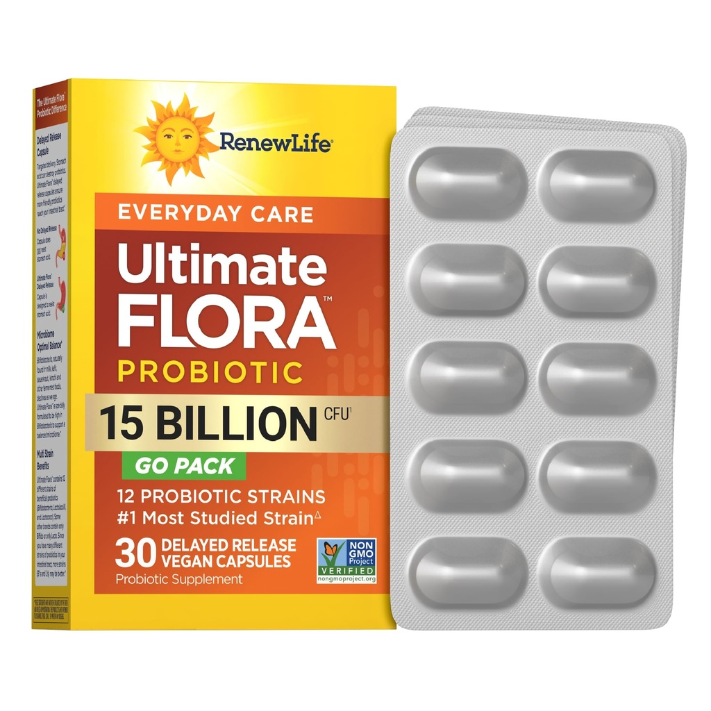 Renew Life Everyday Go-Pack Probiotické Kapsule, Daily Supplement Supports Urinary, Digestive and Immune Health, L. Rhamnosus GG, Dairy, Soy and glutton-free, 15 miliárd CFU, 30 Počet