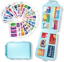 Organizátor tabletiek s lekárskymi značkami 161 Labels Travel Daily Pill Container Mini Mediciation Organizátor úložisko Pill Organizátor Cestovanie Essentials Pill prípad 7 deň (modrá, 1 balenie)
