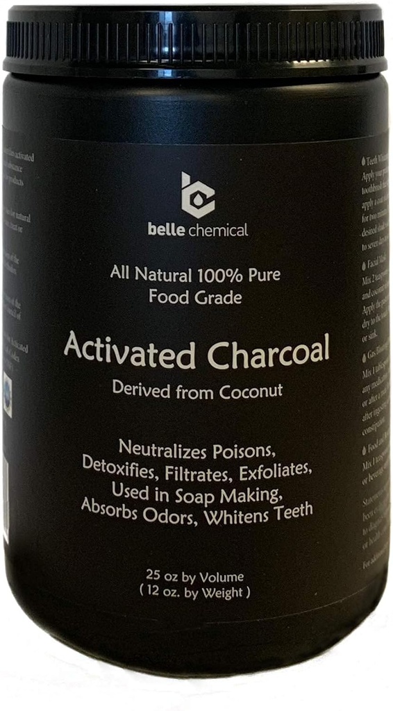 Large - Menej Mess Jar Coconut Activated Charcoal Powder - Bulk - Food Grade, Kosher, NSF - Teeth Whitening, Facial Scrub, Mydlo