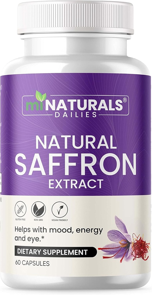 Natural Saffron Supplements - Pure Premium Extract Capsules - Mood Support - Eye Support - Energy - Made in USA - 88,50 mg - 60 Pills - Optimalizovaný - Pastillas de Azafran