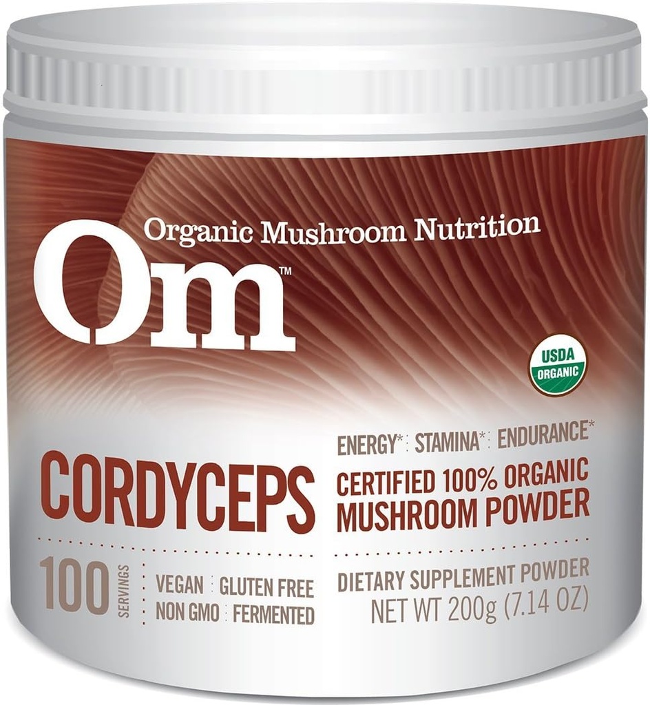 OM Organic Mushroom Superfood Powder, Cordyceps, 100 Servings, Energy and Endurance Suplement, 7.05 Ounce (Pack of 1)