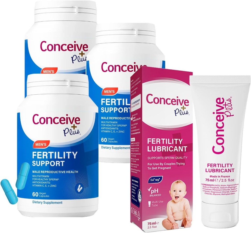 CONCEIVE PLUS Muži Plodnosť Plodnosť Plodnosť Plodnosť Plodnosť Doplnky vitamínov pre mužov 3 x 60 Počet a plodnosť Lubricant 2.5 Ounce