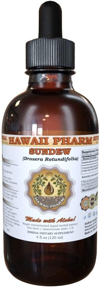HawaiiPharm Sundew Liquid Extract, Sundew (Drosera Rotundifolia) Leaf Powder Tincture, Bylinné doplnky, Vyrobené v USA, 2 fl.oz