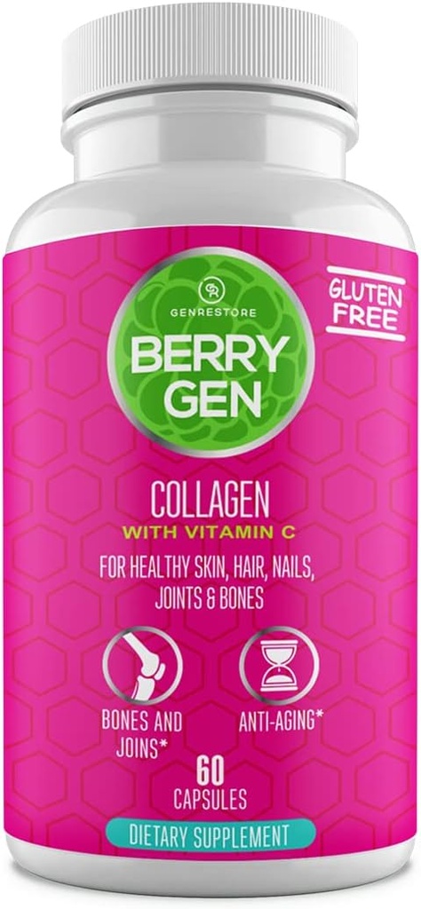 Kolagén Peptidy Supplement with Vitamin C, Biotin, and Hyaluronic Acid - 60 Kapsule - Prírodná formula - podporuje kĺby, vlasy, koža, a nechty - vyrobené v USA