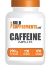 BulkSupplementments.com Kofeín 200mg Kapsule - Kofeín Doplnky, Kofeín Pilulky 200mg - pre Energetická podpora, 1 Kofeín Kapsula na Serving, 120 Kapsule (Pack of 1)