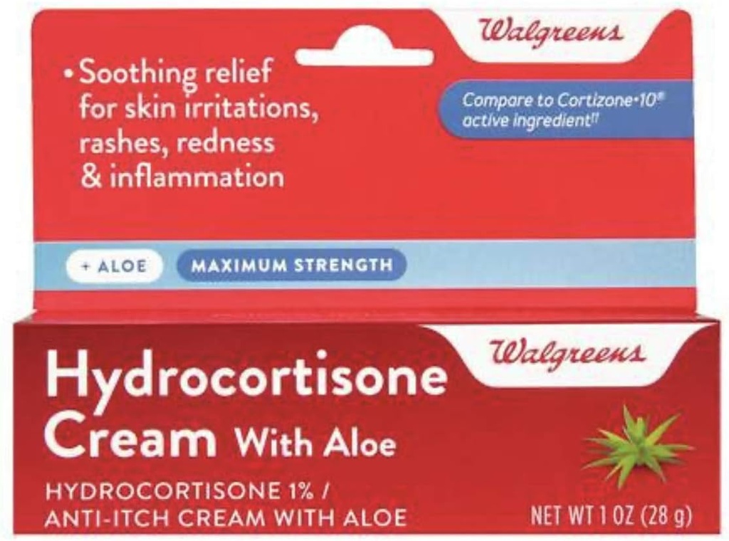 Walgreens Hydrokortizón s Aloe Cream 1% Maximun Sila
