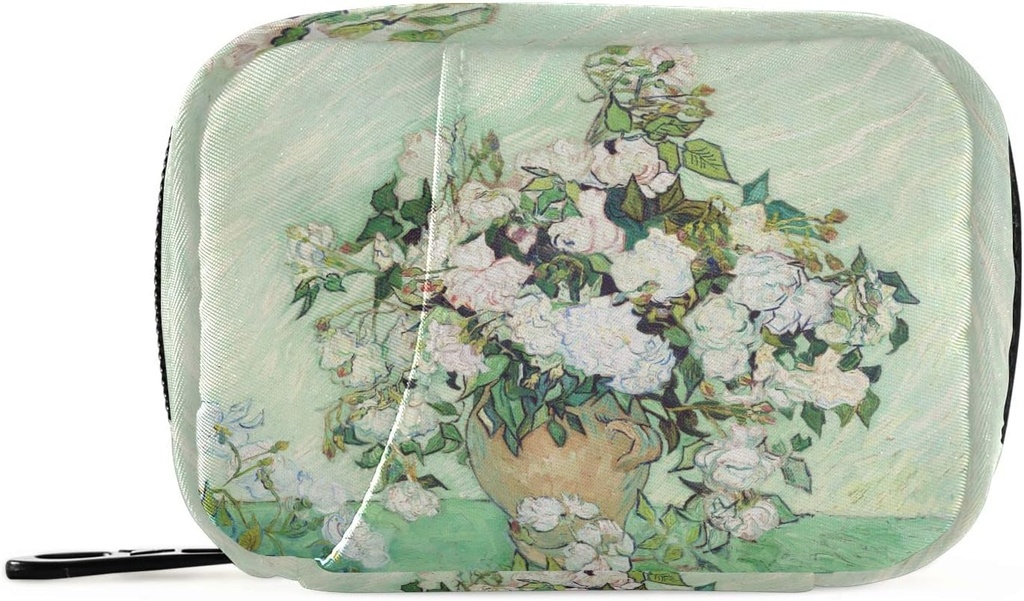 Ruže Van Gogh Pill Box 7 denné pilulky taška Cestovné pilulky Organizátor taška so zipsom Prenosné týždenné puzdro Kompaktná veľkosť pre vitamín doplnok držiteľa