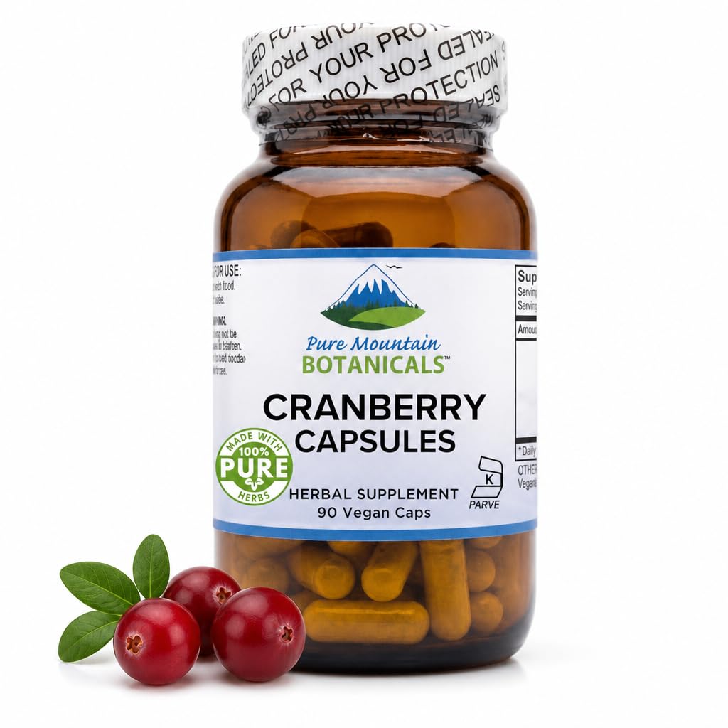 Pure Mountain Botanicals Cranberry Pills Kosher Vegan Kapsule s 400mg Cranberry koncentrát extrakt doplnok