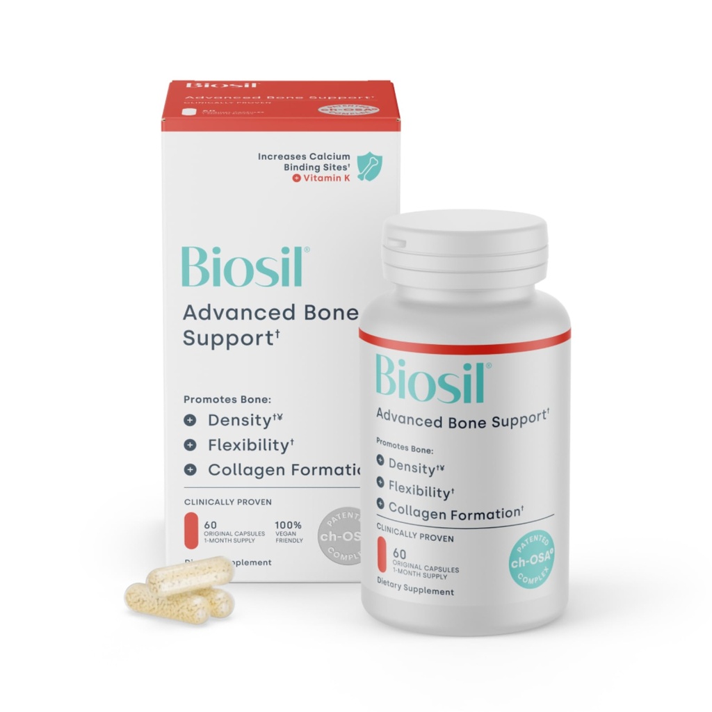Biosil Bone Collagenizer Ultra - 60 Veggie Kapsule - s patentovaným ch-OSA komplexom + Choline, Inositol, MK7 & vitamín B12 - GMO bez - 30-dňová dodávka