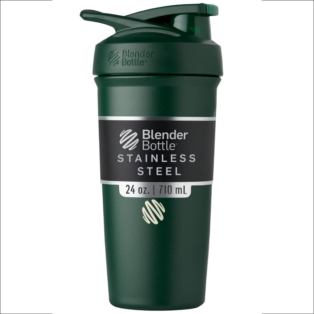 BlenderBottle Šport Izolovaná nerezová oceľ fľaša Shaker s Whisk Whisk, 24-Ounce, Forest 