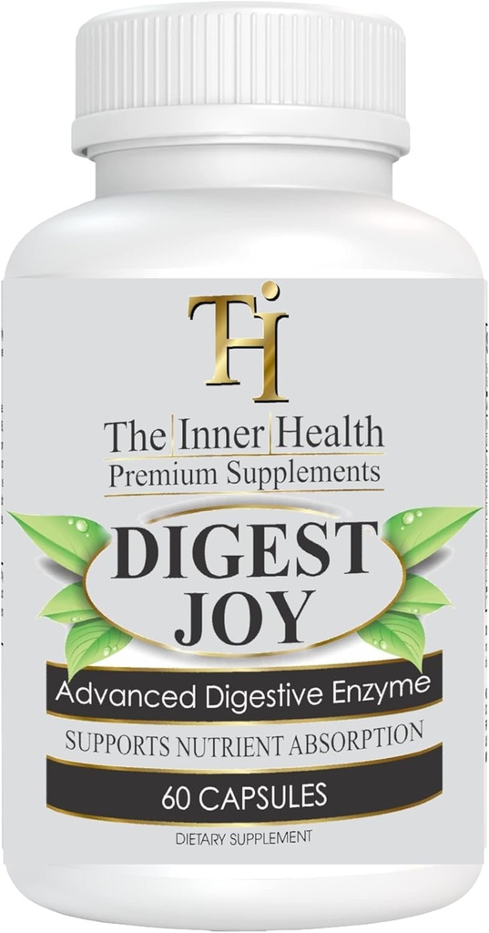 Digest Joy - Advanced Enzyme Blend for Optimal Digestion Support - Amyláza, Lipáza, Hypromelain, Proteáza, Laktáza a iné enzýmy (60 Rastlinné viečka)