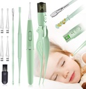 Ušné nástroje na odstraňovanie voskov,9 balenia Nástroj na čistenie ucha,Ear Pick s 2 LED svetlami,Built-in USB Ear Wax Remover pre deti a dospelých
