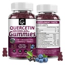 Quercetin Gummies s hypromelínom 2378 mg - zmes s bazami, Echinacea Purpurea Extract, Zinok, Vitamín C, D3, K2, Komplex podporuje Immune, Kardiovaskulárne a respiračné, Vegan Gummy pre dospelých a deti