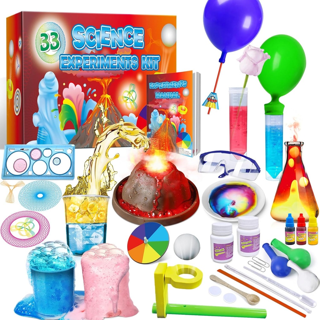 UNGLINGA 33 Experimenty Science Kit for Kids, Science Project STEM Hračky Darčeky pre chlapcov Dievčatá Learning Educational Chemistry Set, Volcano Erupting, Scientis Kit