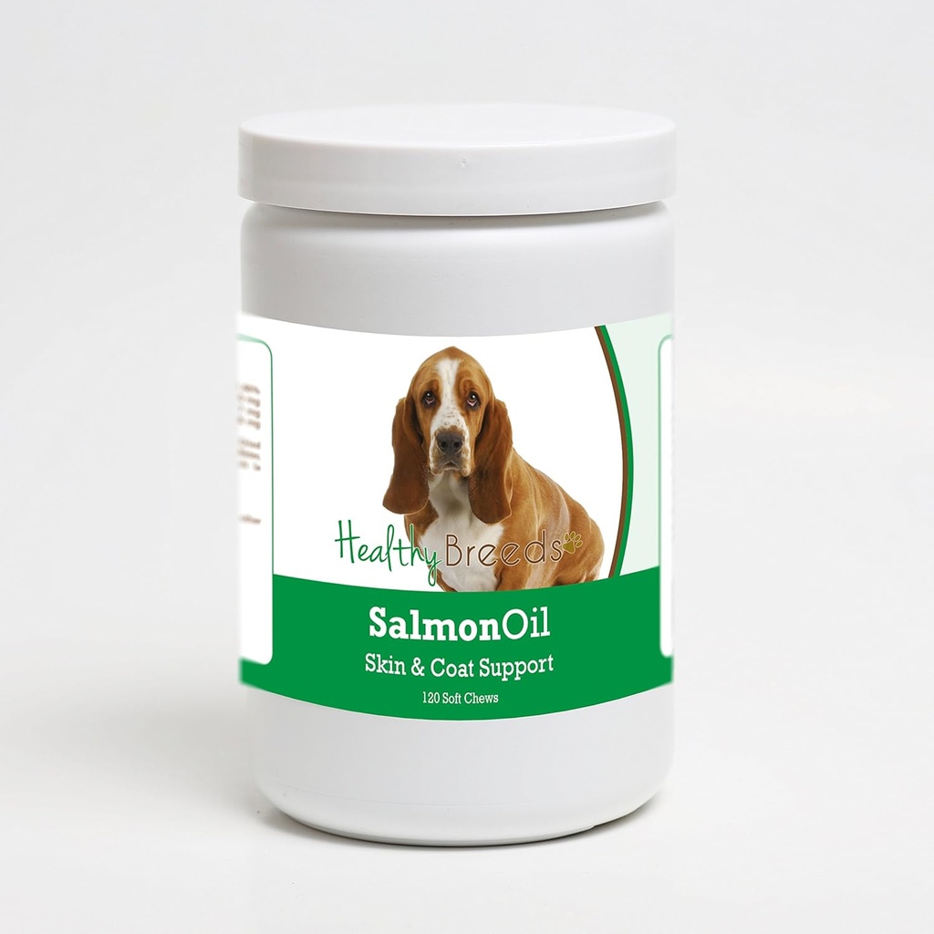 Zdravé plemeno Basset Hound Salmon Oil Soft Chews 120 Počet