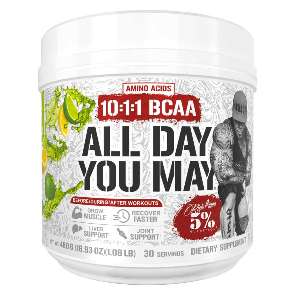 5% Nutrition Rich Piana AllDayYouMay BCAA Powder 