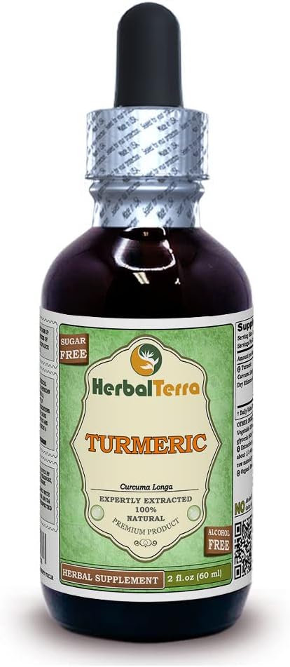 kurkuma (Curcuma Longa) glycerit, organický sušený rizóm tekutý extrakt bez obsahu alkoholu 2 oz