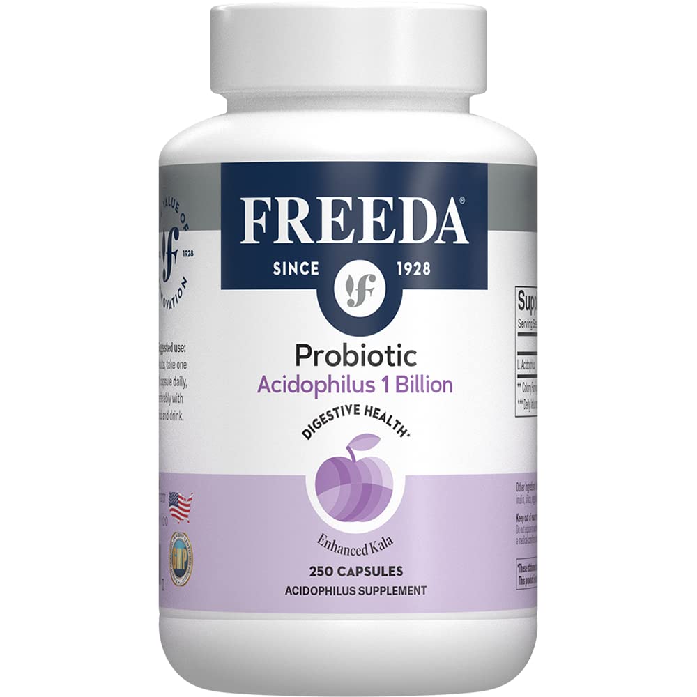 FREEDA Acidophilus Probiotic 1 Milión CFU - Lactobacillus Acidophilus Probiotiká pre ženy a mužov - Ženské probiotiká pre Digestívne zdravie - Gut zdravotné doplnky pre ženy a mužov (250 kapsúl)