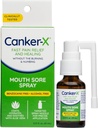 Canker-X Mouth Sore Spray, Orálna úľava od bolesti Canker Sores, Burns & More, Žiadne pálenie & Numbing, Benzocaine-free & alkohol-free Mouth Ulcer liečba, cielený sprej tryska, 0.51 Fl. Oz.