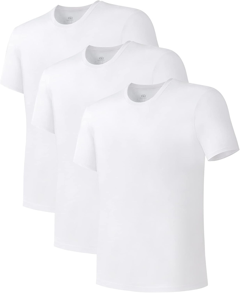 Pánske spodné tričká DAVID ARCHY Combed Cotton T-Shirt Soft Vlhkosť-Wicking spodná košeľa posádky krku alebo V krku Tees 3 balenie