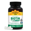 Country Life High-Potency Biotin 10mg - Vegan & Gluten-Free Biotin Supplement for Skin & Nails, Energy Metabolizmus - Biotin 10000mcg Kapsule