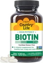 Country Life High-Potency Biotin 10mg - Vegan & Gluten-Free Biotin Supplement for Skin & Nails, Energy Metabolizmus - Biotin 10000mcg Kapsule