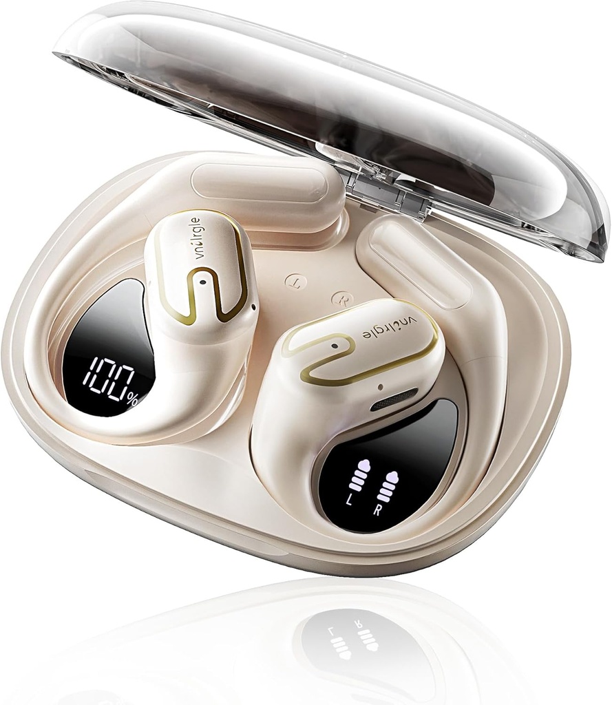 Otvorené slúchadlá pre slúchadlá - 5,4 Bluetooth Ušné pupočníky s LED digitálnym displejom IPX7 Bezdrôtové slúchadlá Dotykové ovládanie Vzduchové vedenie Stereo zvuk s 18,2 mm ovládače 80H Playtime