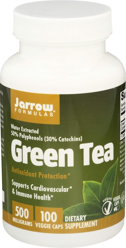 Jarrow Formulates Green Tea 500 mg - 100 Veggie Caps, balenie 2 - Antioxidant podpora - 50% Polyfenoly - Kardiovaskulárne a imunitné zdravie - 200 Celkové služby