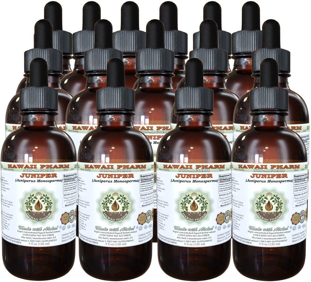 Juniper Liquid Extract bez obsahu alkoholu, Organic Juniper (Juniperus Monosperma) Sušený Berry Glycerite Hawaii Pharm Natural Herbal Supplement 15x4 oz