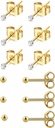 6Pairs 2mm/3mm Operačná oceľ Hypoalergénna piercing Studs, 20G 14K Real Gold filled Tiny Stud Náušnice Set pre viac diery piercing (Cubic Zirconia, Pearl, Ball)