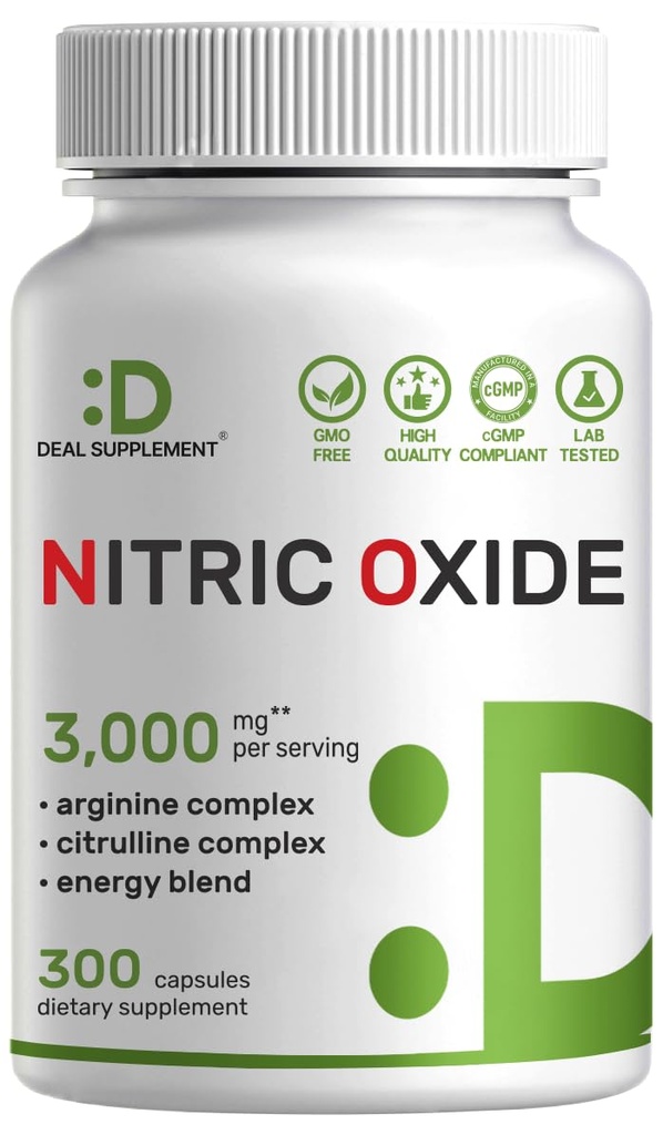 Nitric Powder Booster 3,000mg per serving, 300 Kapsule 12 in 1 Nitric Power Supplement 