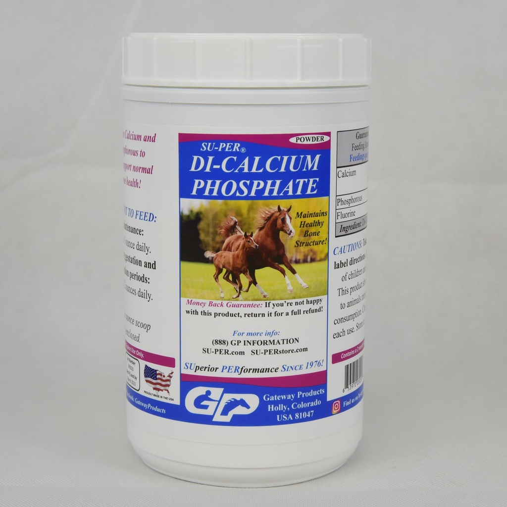 SU-PER Di-Calcium Fosfát Horse Minerály - Podpora vápnika a fosforu pre zdravé kostnej štruktúry - 4 libry, (2 balenia)